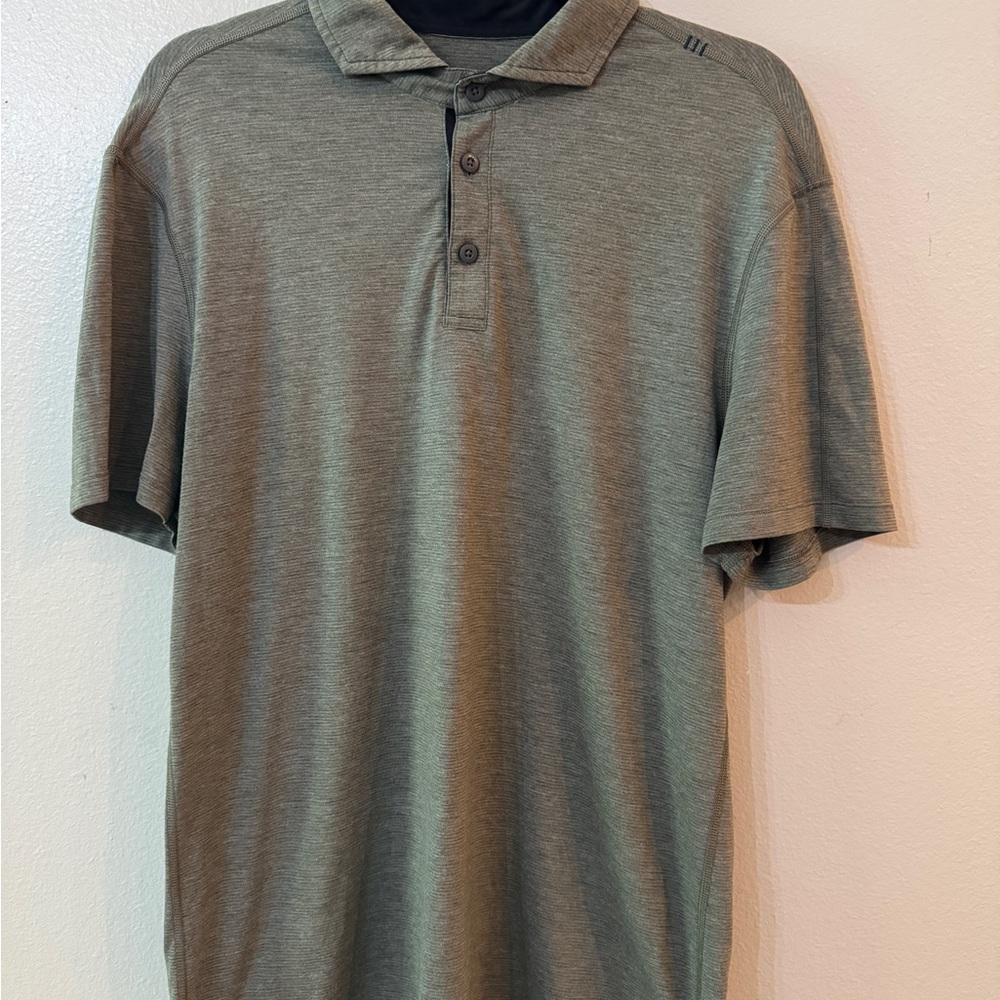 Lululemon Men's Grey/Green Polo Shirt